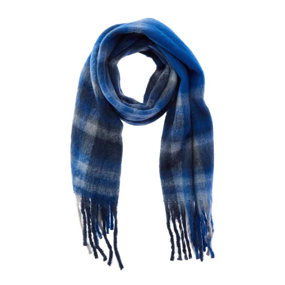 La Fiorentina Plush Fringe Scarf, Blue
